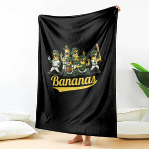 Cool Bananas Squad Playing Baseball Graphic Throw Blanket for Sports Fans Entertainment TS02 Print Your Wear