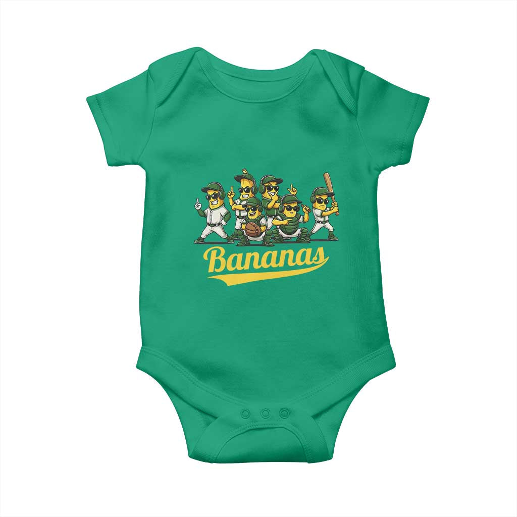 Cool Bananas Squad Playing Baseball Graphic Baby Onesie for Sports Fans Entertainment TS02 Irish Green Print Your Wear
