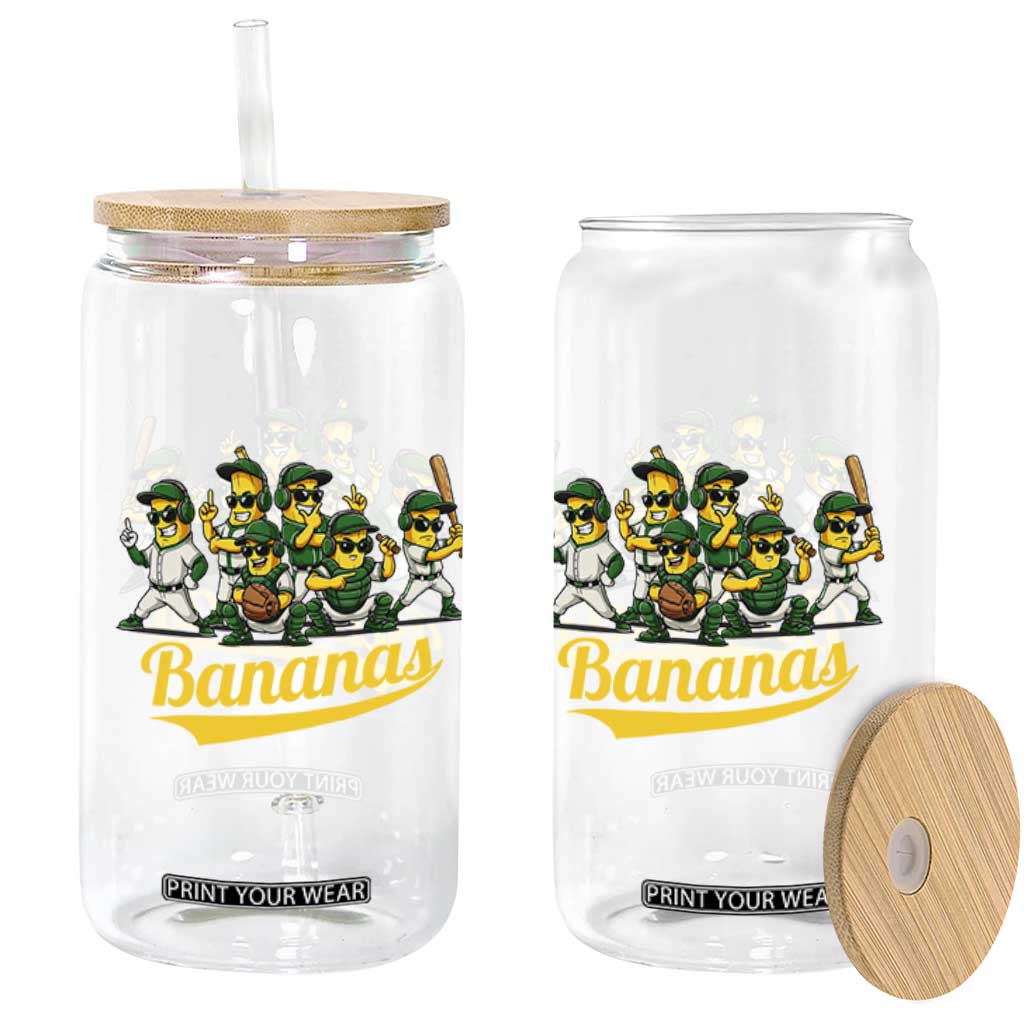 Cool Bananas Squad Playing Baseball Graphic Glass Can for Sports Fans Entertainment TS02 Print Your Wear