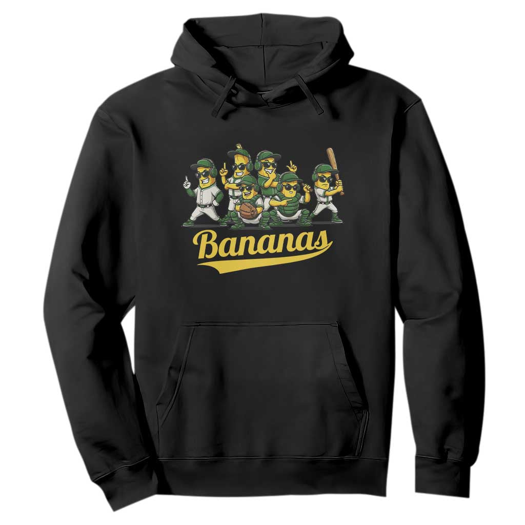 Cool Bananas Squad Playing Baseball Graphic Hoodie for Sports Fans Entertainment TS02 Black Print Your Wear