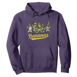 Cool Bananas Squad Playing Baseball Graphic Hoodie for Sports Fans Entertainment TS02 Purple Print Your Wear
