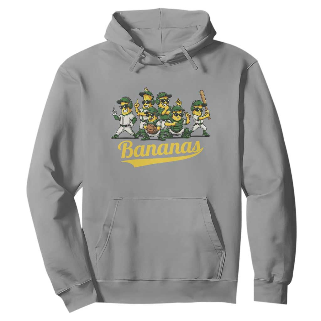 Cool Bananas Squad Playing Baseball Graphic Hoodie for Sports Fans Entertainment TS02 Sport Gray Print Your Wear
