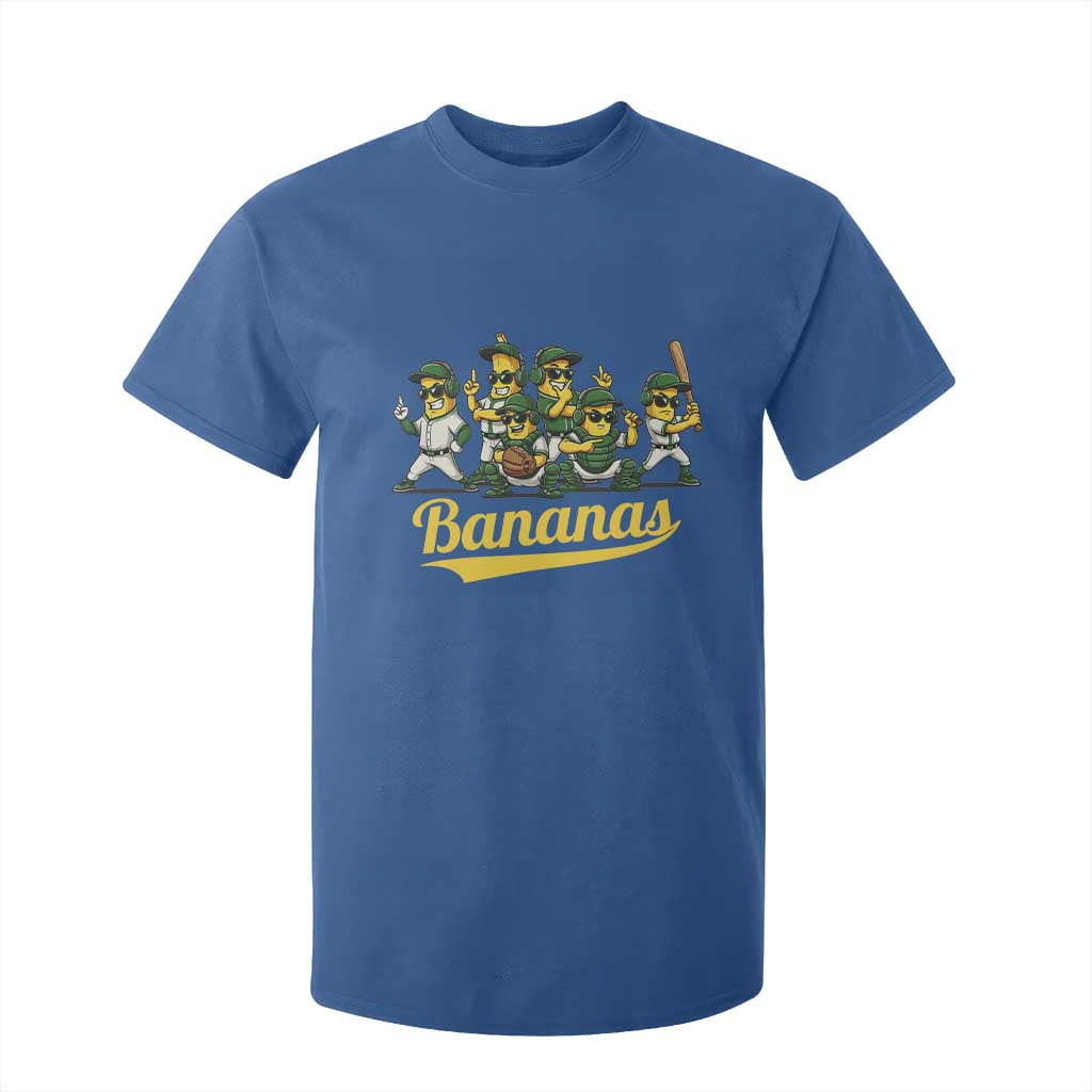 Cool Bananas Squad Playing Baseball Graphic T Shirt For Kid for Sports Fans Entertainment TS02 Royal Blue Print Your Wear