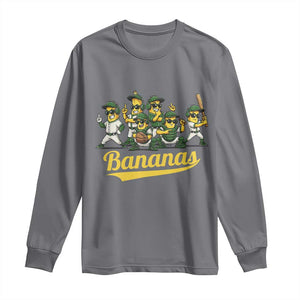 Cool Bananas Squad Playing Baseball Graphic Long Sleeve Shirt for Sports Fans Entertainment TS02 Charcoal Print Your Wear
