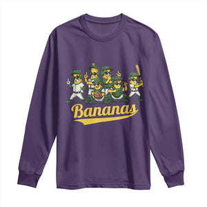 Cool Bananas Squad Playing Baseball Graphic Long Sleeve Shirt for Sports Fans Entertainment TS02 Purple Print Your Wear