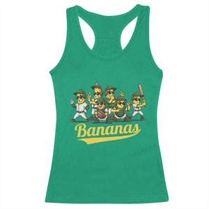 Cool Bananas Squad Playing Baseball Graphic Racerback Tank Top for Sports Fans Entertainment TS02 Irish Green Print Your Wear