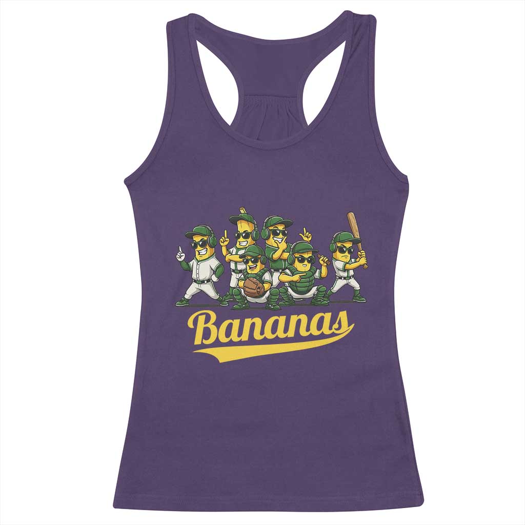 Cool Bananas Squad Playing Baseball Graphic Racerback Tank Top for Sports Fans Entertainment TS02 Purple Print Your Wear
