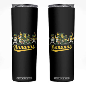 Cool Bananas Squad Playing Baseball Graphic Skinny Tumbler for Sports Fans Entertainment TS02 Black Print Your Wear