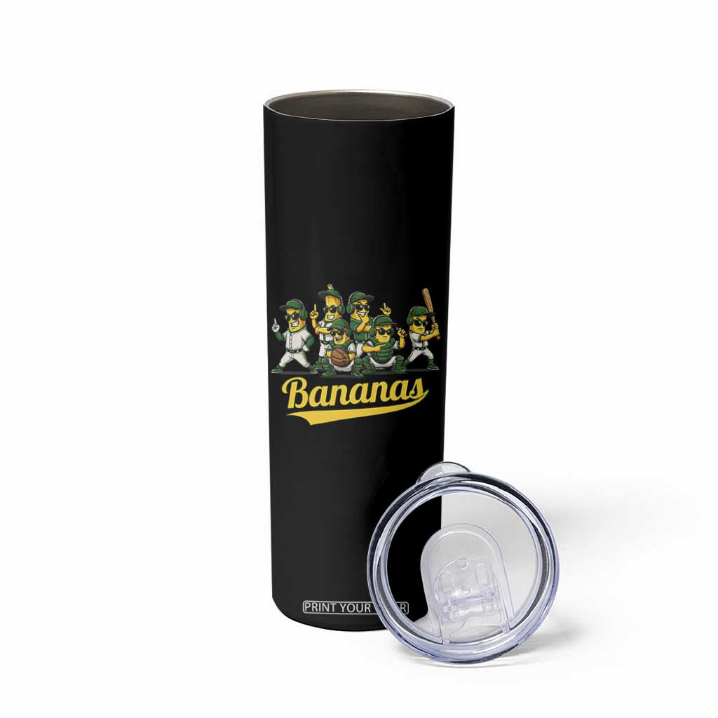 Cool Bananas Squad Playing Baseball Graphic Skinny Tumbler for Sports Fans Entertainment TS02 Print Your Wear
