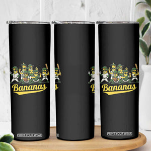 Cool Bananas Squad Playing Baseball Graphic Skinny Tumbler for Sports Fans Entertainment TS02 Print Your Wear