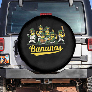Cool Bananas Squad Playing Baseball Graphic Spare Tire Cover for Sports Fans Entertainment TS02 No hole Black Print Your Wear
