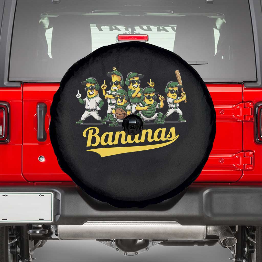 Cool Bananas Squad Playing Baseball Graphic Spare Tire Cover for Sports Fans Entertainment TS02 Black Print Your Wear