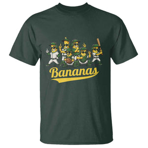 Cool Bananas Squad Playing Baseball Graphic T Shirt for Sports Fans Entertainment TS02 Dark Forest Green Print Your Wear