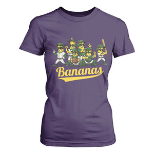 Cool Bananas Squad Playing Baseball Graphic T Shirt For Women for Sports Fans Entertainment TS02 Purple Print Your Wear
