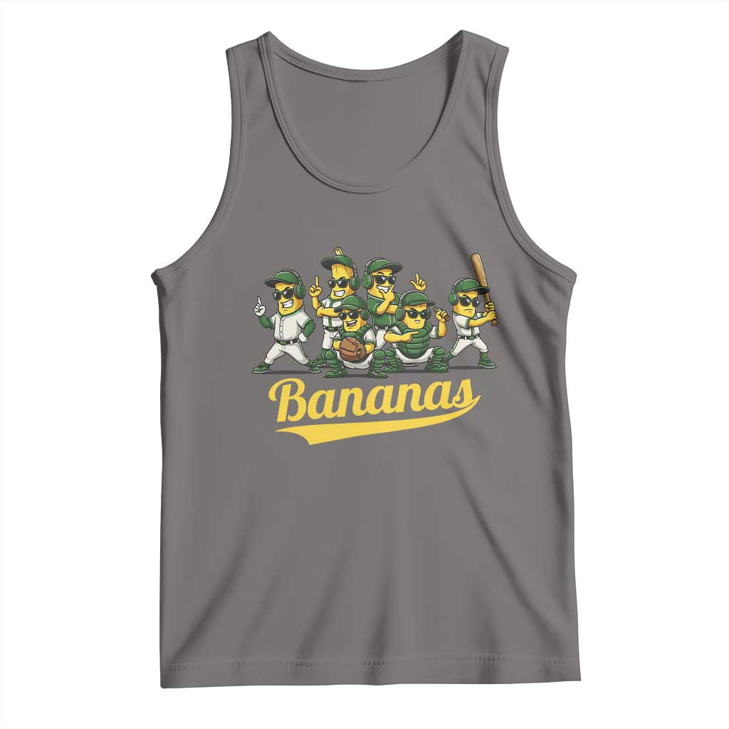 Cool Bananas Squad Playing Baseball Graphic Tank Top for Sports Fans Entertainment TS02 Deep Heather Print Your Wear