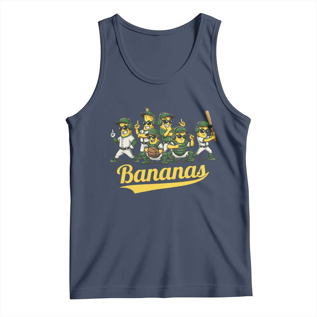Cool Bananas Squad Playing Baseball Graphic Tank Top for Sports Fans Entertainment TS02 Navy Print Your Wear