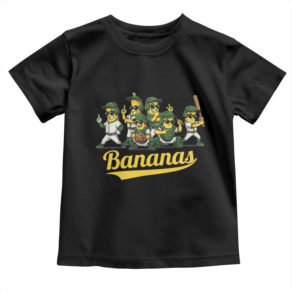 Cool Bananas Squad Playing Baseball Graphic Toddler T Shirt for Sports Fans Entertainment TS02 Black Print Your Wear