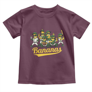 Cool Bananas Squad Playing Baseball Graphic Toddler T Shirt for Sports Fans Entertainment TS02 Maroon Print Your Wear