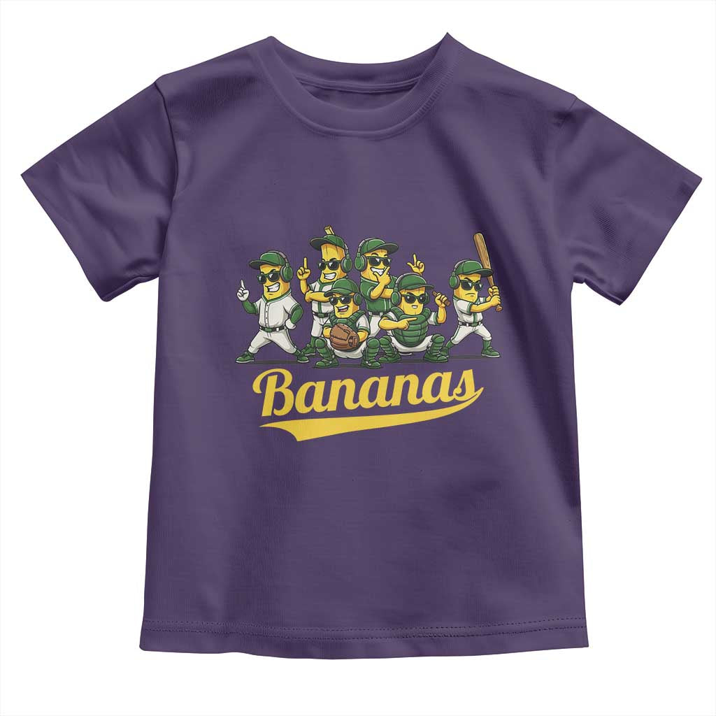 Cool Bananas Squad Playing Baseball Graphic Toddler T Shirt for Sports Fans Entertainment TS02 Purple Print Your Wear
