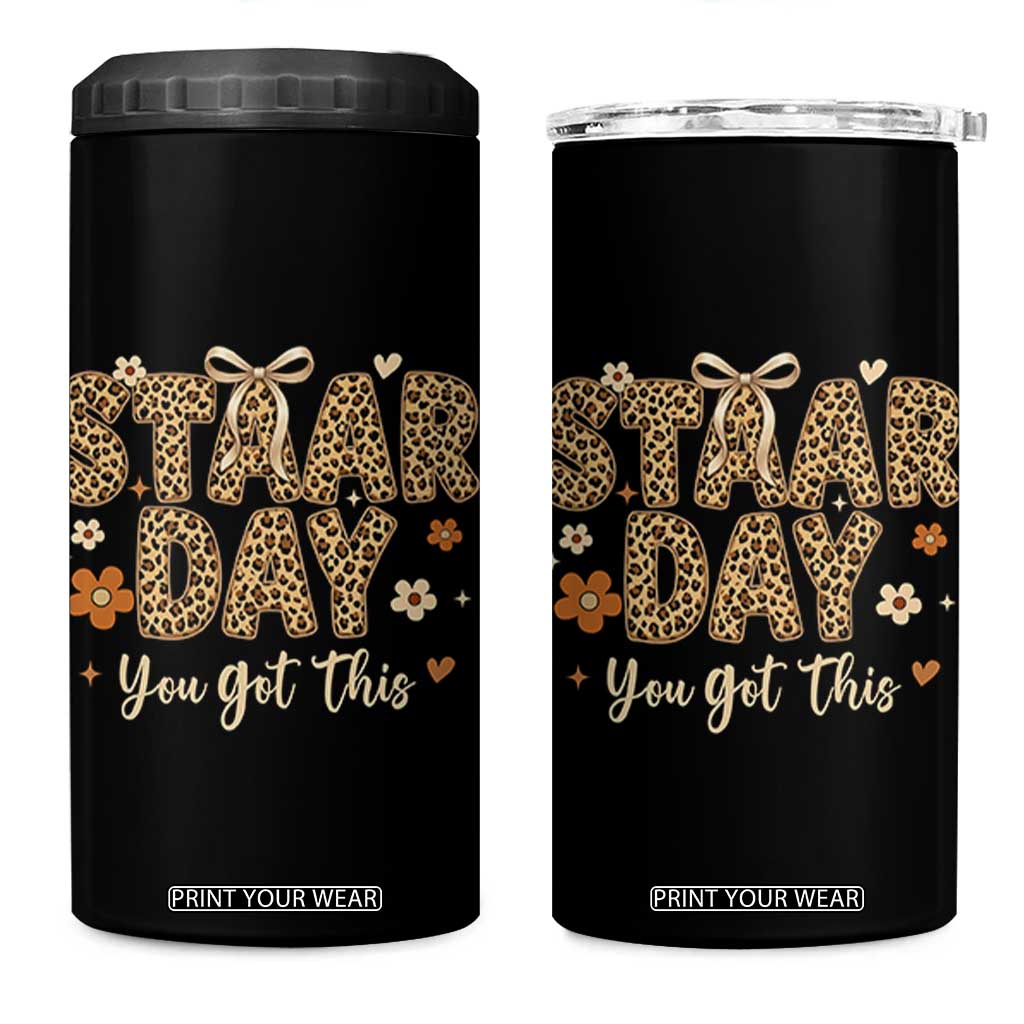 Groovy Leopard STAAR Day 4 in 1 Can Cooler Tumbler You Got This Motivational Teacher Sayings TS02 One Size: 16 oz Black Print Your Wear
