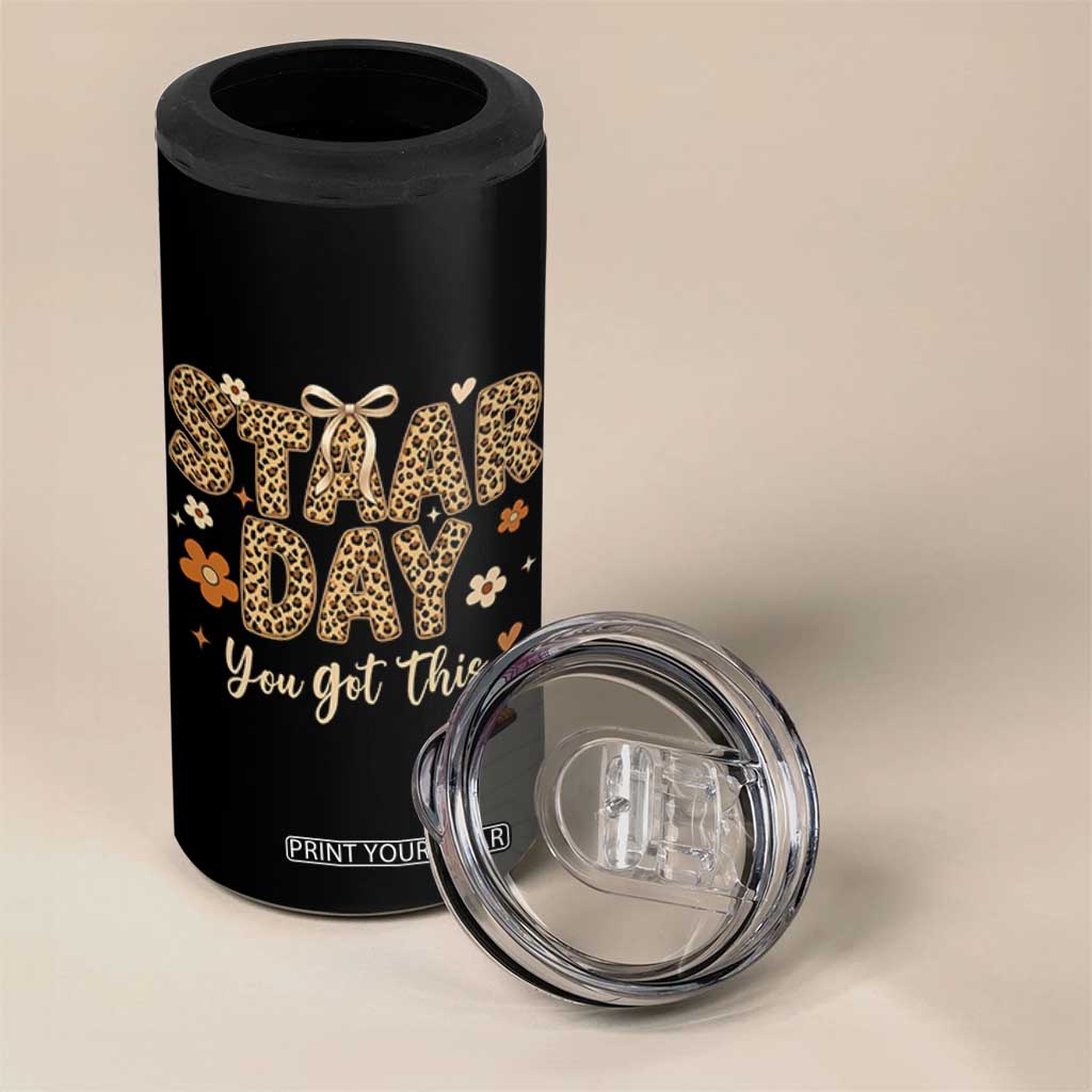 Groovy Leopard STAAR Day 4 in 1 Can Cooler Tumbler You Got This Motivational Teacher Sayings TS02 Print Your Wear