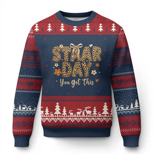 Groovy Leopard STAAR Day Ugly Christmas Sweater You Got This Motivational Teacher Sayings TS02 Navy Red Print Your Wear