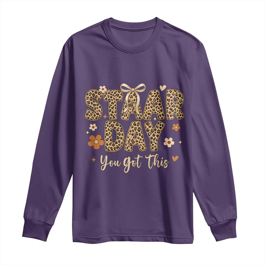 Groovy Leopard STAAR Day Long Sleeve Shirt You Got This Motivational Teacher Sayings TS02 Purple Print Your Wear