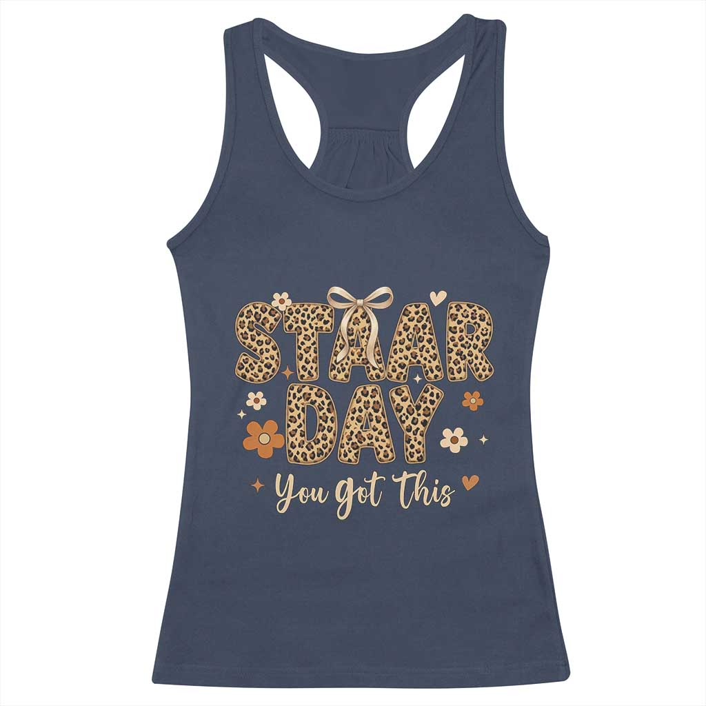 Groovy Leopard STAAR Day Racerback Tank Top You Got This Motivational Teacher Sayings TS02 Navy Print Your Wear