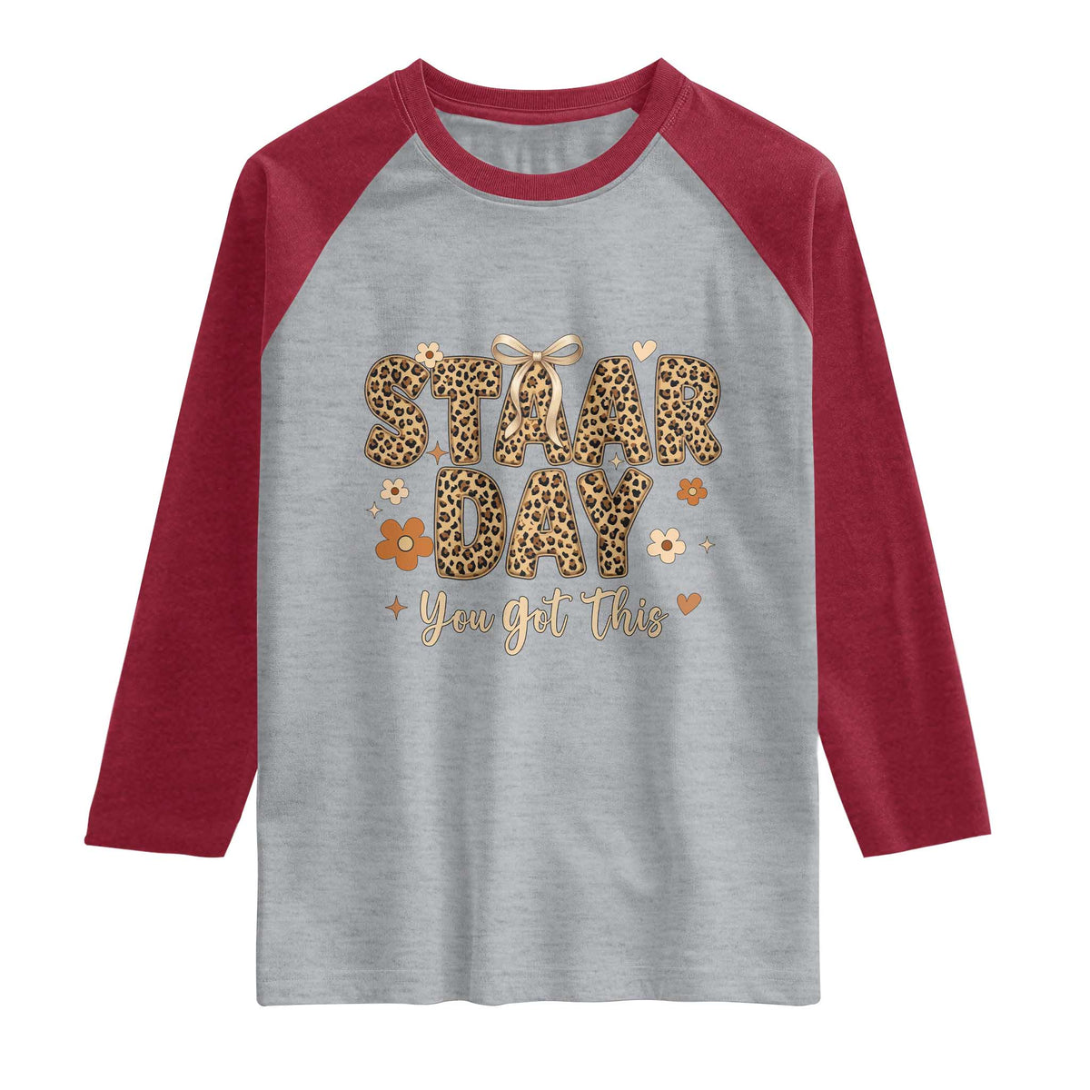 Groovy Leopard STAAR Day Raglan Shirt You Got This Motivational Teacher Sayings TS02 Heather Gray Heather Red Print Your Wear