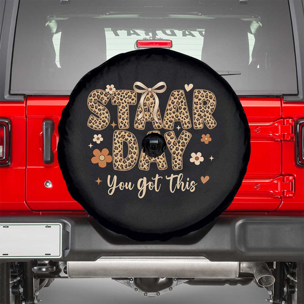 Groovy Leopard STAAR Day Spare Tire Cover You Got This Motivational Teacher Sayings TS02 Black Print Your Wear