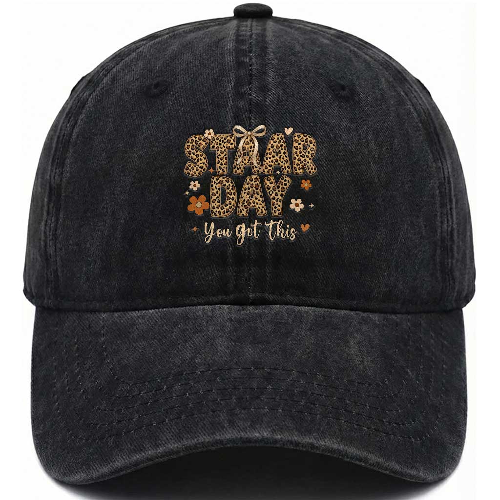 Groovy Leopard STAAR Day Washed Cotton Baseball Cap You Got This Motivational Teacher Sayings TS02 Print Your Wear