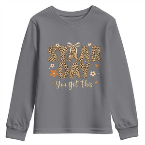Groovy Leopard STAAR Day Youth Sweatshirt You Got This Motivational Teacher Sayings TS02 Charcoal Print Your Wear