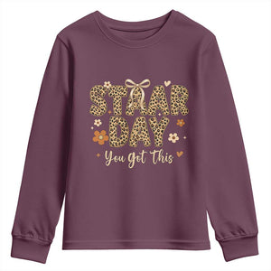 Groovy Leopard STAAR Day Youth Sweatshirt You Got This Motivational Teacher Sayings TS02 Maroon Print Your Wear