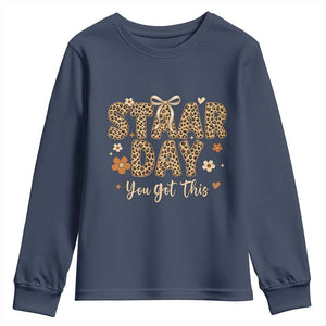 Groovy Leopard STAAR Day Youth Sweatshirt You Got This Motivational Teacher Sayings TS02 Navy Print Your Wear