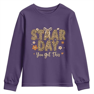 Groovy Leopard STAAR Day Youth Sweatshirt You Got This Motivational Teacher Sayings TS02 Purple Print Your Wear