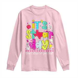 Groovy Texas STAAR Day Long Sleeve Shirt Don't Stress Do Your Best Teacher Student Motivation TS02 Light Pink Print Your Wear