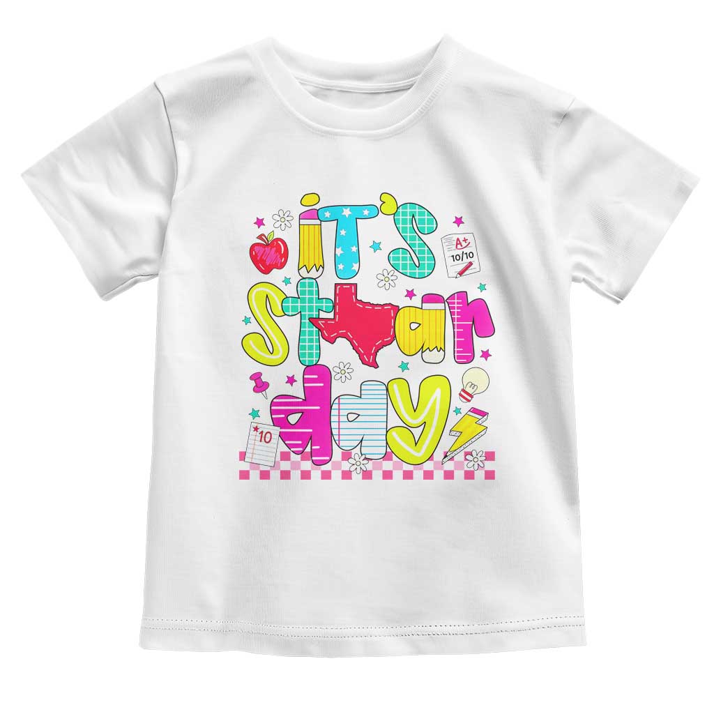 Groovy Texas STAAR Day Toddler T Shirt Don't Stress Do Your Best Teacher Student Motivation TS02 White Print Your Wear