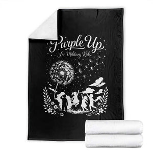 Purple Up For Military Kids Dandelion Inspirational Throw Blanket Month of the Military Child Awareness Brat Support TS02 Black Print Your Wear