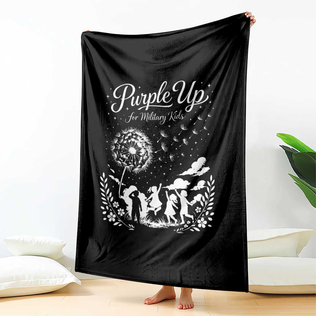 Purple Up For Military Kids Dandelion Inspirational Throw Blanket Month of the Military Child Awareness Brat Support TS02 Print Your Wear