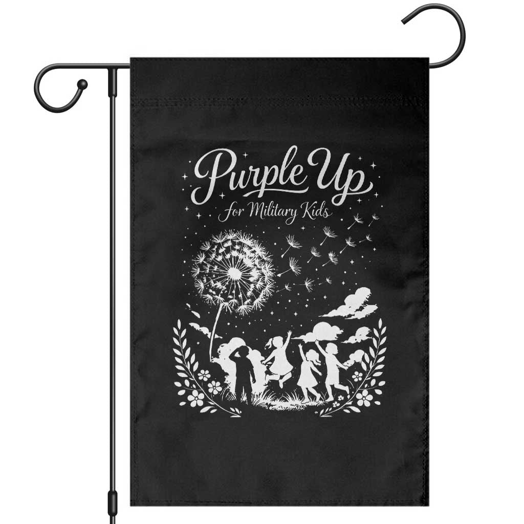 Purple Up For Military Kids Dandelion Inspirational Garden Flag Month of the Military Child Awareness Brat Support TS02 Black Print Your Wear