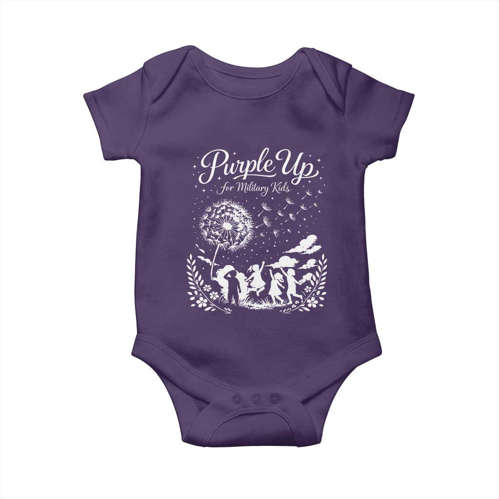 Purple Up For Military Kids Dandelion Inspirational Baby Onesie Month of the Military Child Awareness Brat Support TS02 Purple Print Your Wear