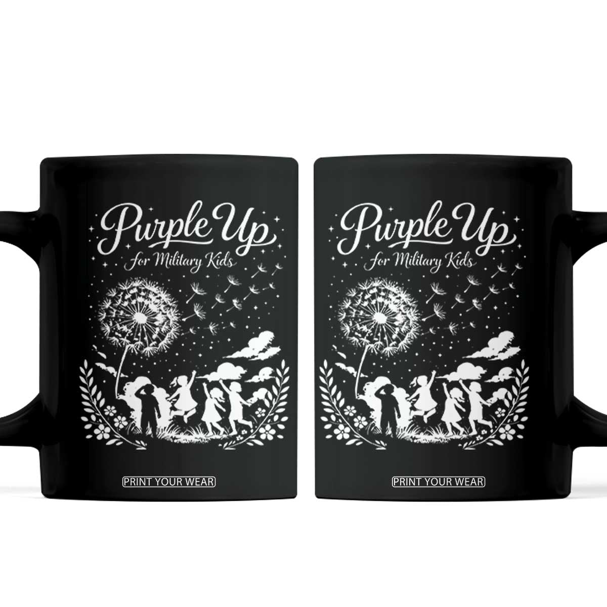 Purple Up For Military Kids Dandelion Inspirational Coffee Mug Month of the Military Child Awareness Brat Support TS02 Black Print Your Wear