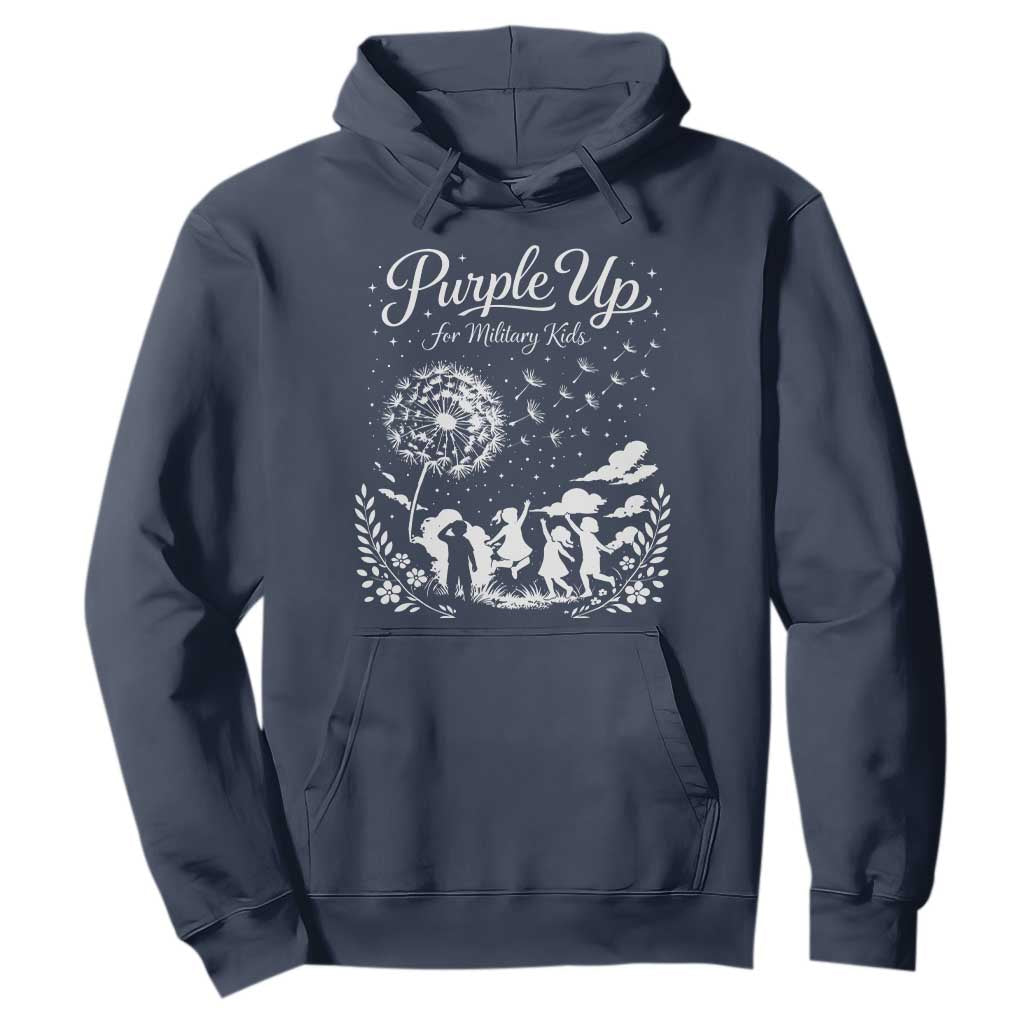 Purple Up For Military Kids Dandelion Inspirational Hoodie Month of the Military Child Awareness Brat Support TS02 Navy Print Your Wear