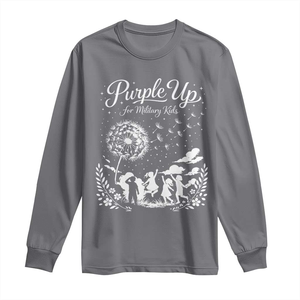 Purple Up For Military Kids Dandelion Inspirational Long Sleeve Shirt Month of the Military Child Awareness Brat Support TS02 Charcoal Print Your Wear