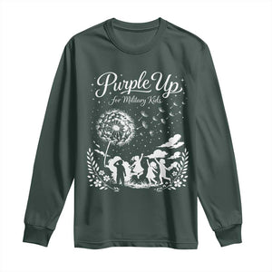 Purple Up For Military Kids Dandelion Inspirational Long Sleeve Shirt Month of the Military Child Awareness Brat Support TS02 Dark Forest Green Print Your Wear