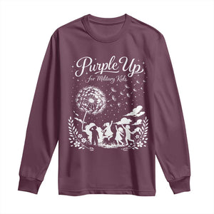 Purple Up For Military Kids Dandelion Inspirational Long Sleeve Shirt Month of the Military Child Awareness Brat Support TS02 Maroon Print Your Wear