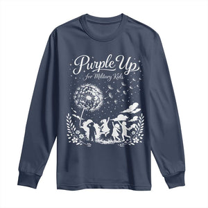 Purple Up For Military Kids Dandelion Inspirational Long Sleeve Shirt Month of the Military Child Awareness Brat Support TS02 Navy Print Your Wear
