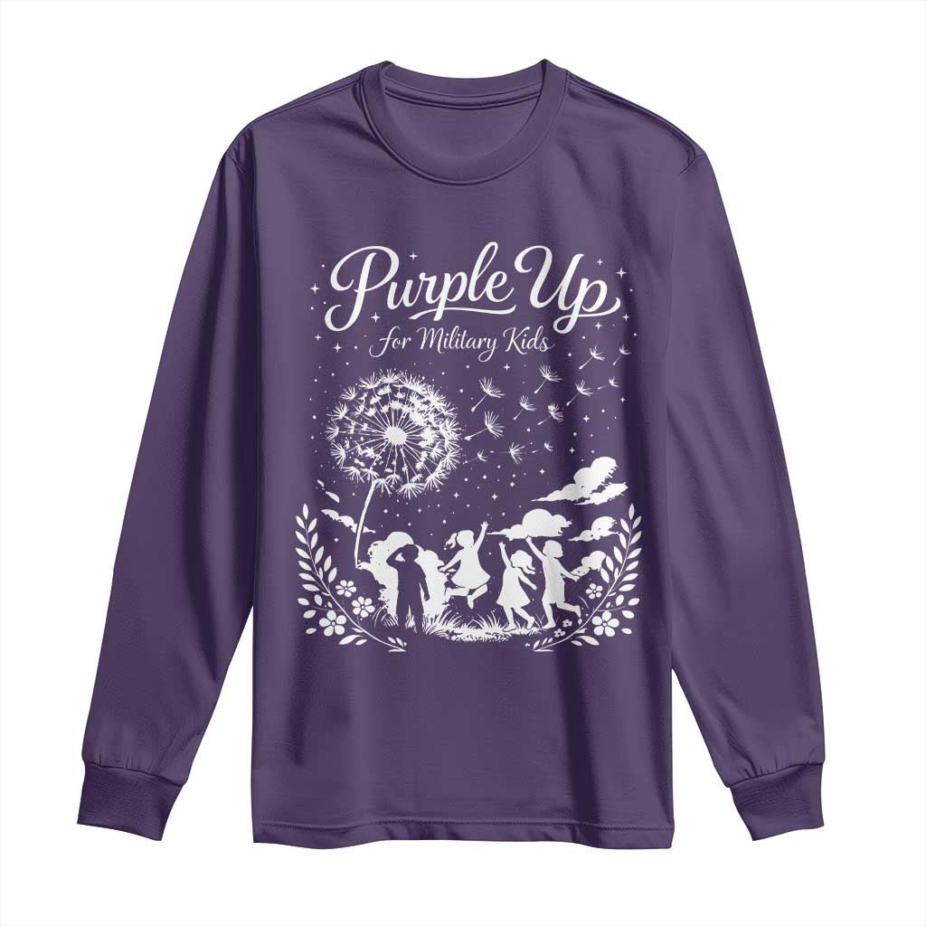 Purple Up For Military Kids Dandelion Inspirational Long Sleeve Shirt Month of the Military Child Awareness Brat Support TS02 Purple Print Your Wear