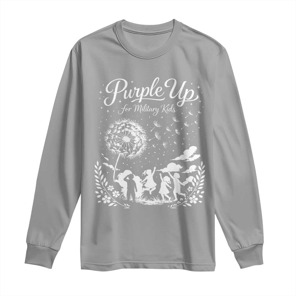 Purple Up For Military Kids Dandelion Inspirational Long Sleeve Shirt Month of the Military Child Awareness Brat Support TS02 Sport Gray Print Your Wear