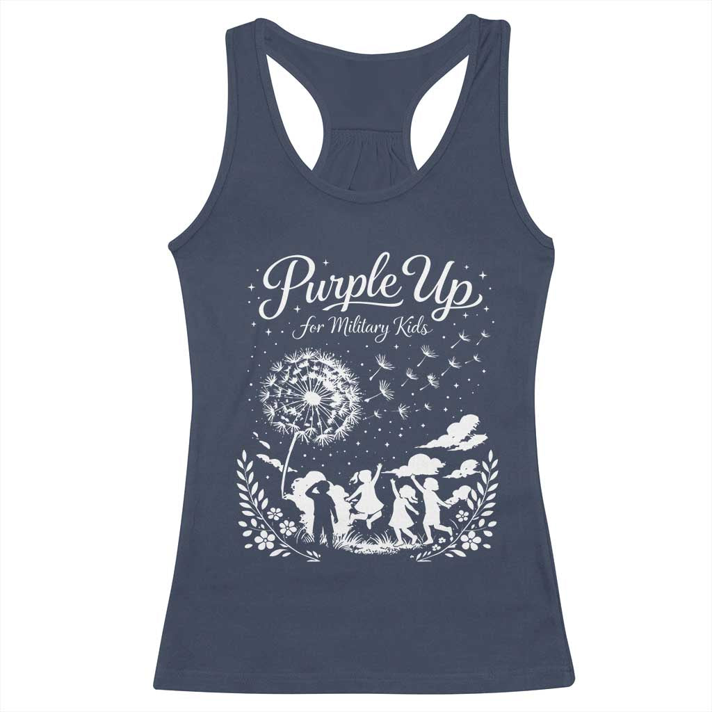Purple Up For Military Kids Dandelion Inspirational Racerback Tank Top Month of the Military Child Awareness Brat Support TS02 Navy Print Your Wear